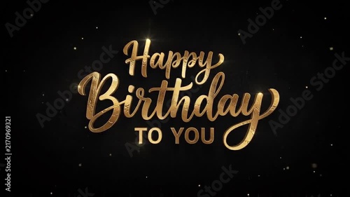 Elegant Golden Happy Birthday To You Text Animation With Glowing Sparks And Magic