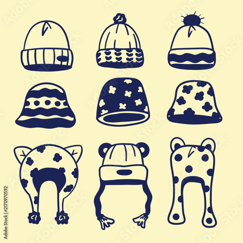 фотографія Set of sketches of fashionable headwear