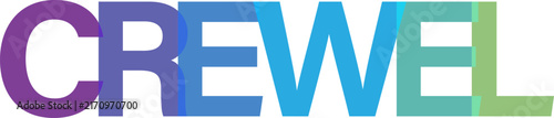 Foto Colorful typography design featuring the word crewel in a bold and modern sans s