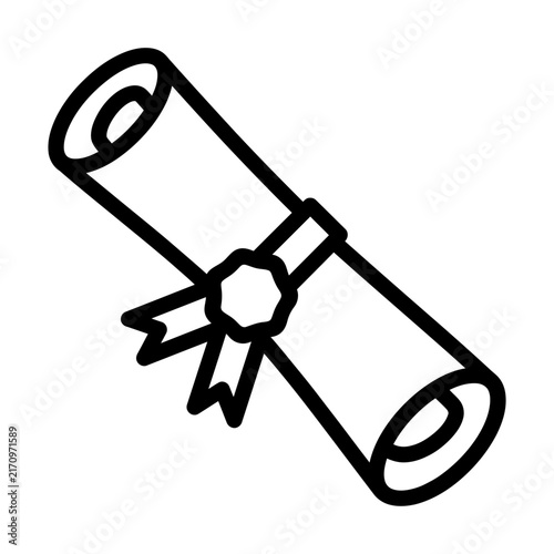 Graduation Diploma Scroll Line Icon
