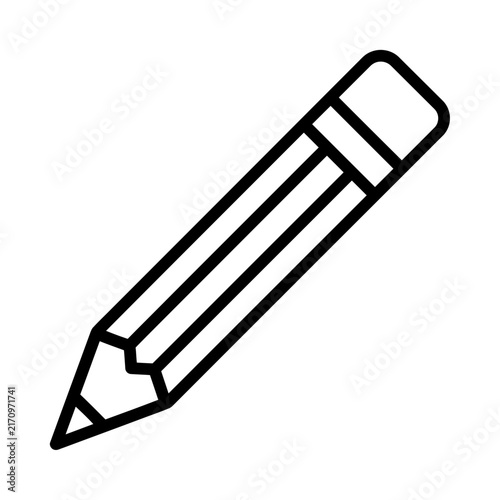 Pencil with Eraser Stationery Line Icon