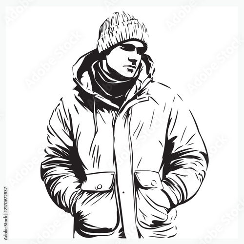 sketch of a man in a cap