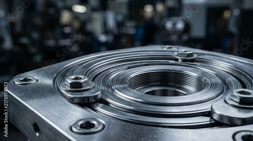 Close-up view of precision metal details representing an engineering technology concept.