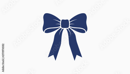 Blue ribbon bow vector illustration isolated on a white background, representing gift decoration, elegance, and festive celebrations.