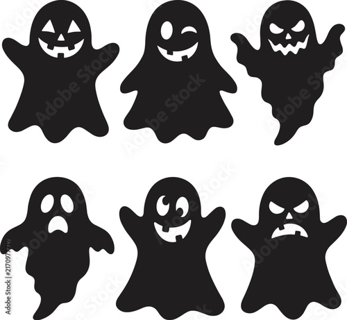 
Cartoon Ghost Expressions Collection Set