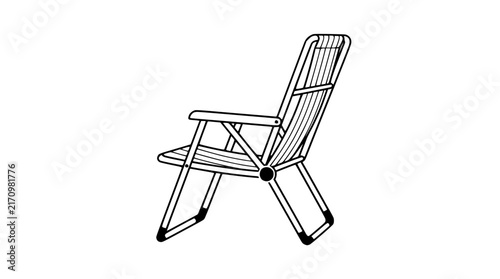 Minimalist Line Art Illustration of a Foldable Beach Chair