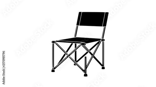 Black Folding Camping Chair Silhouette Vector Illustration