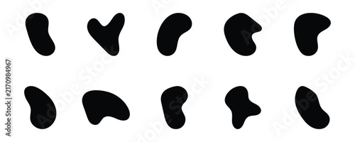 Картината върху платно Blob abstract fluid shapes hand drawn collection in black color