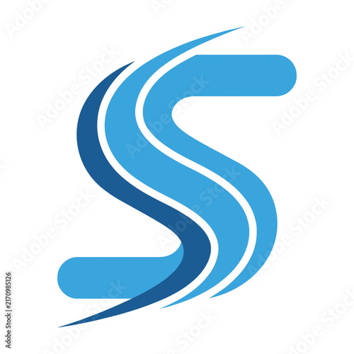 Abstract Blue Wave Logo Design Element
