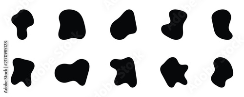 Fotografie Blob abstract fluid shapes hand drawn collection in black color