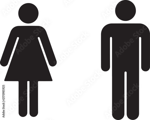 Simple male and female restroom icon set isolated on white background