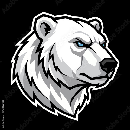 Polar bear head mascot logo vector illustration featuring fierce arctic predator bear animal for sports gaming team emblem badge artwork