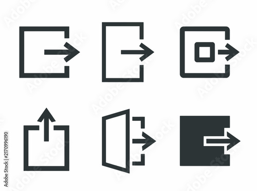 Bild auf Leinwand Log out and exit arrow icons set for web interface and mobile application UI design