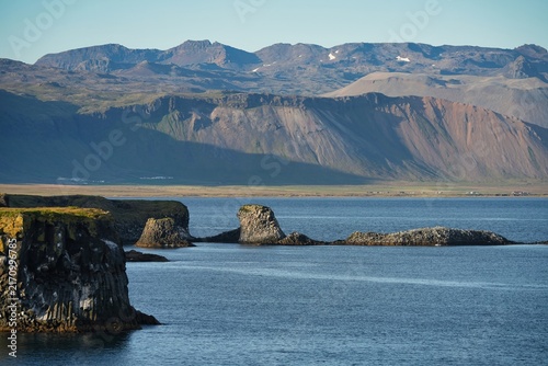 Bild auf Leinwand A picturesque cliff coastline between the villages of Hellnar and Arnarstapi in western Iceland