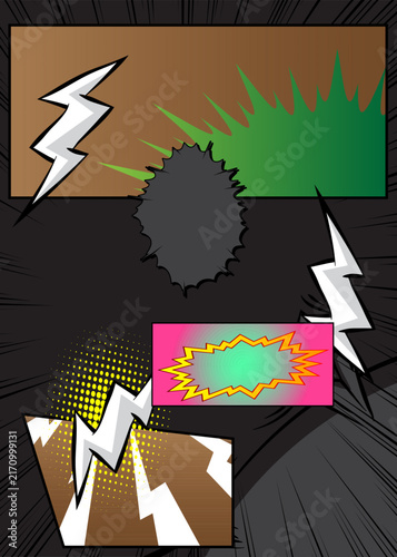 Cartoon background on black, comic book backdrop. Retro vector comics pop art design.