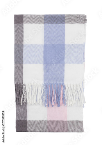 Checkered pastel colored plaid scarf isolated on white background