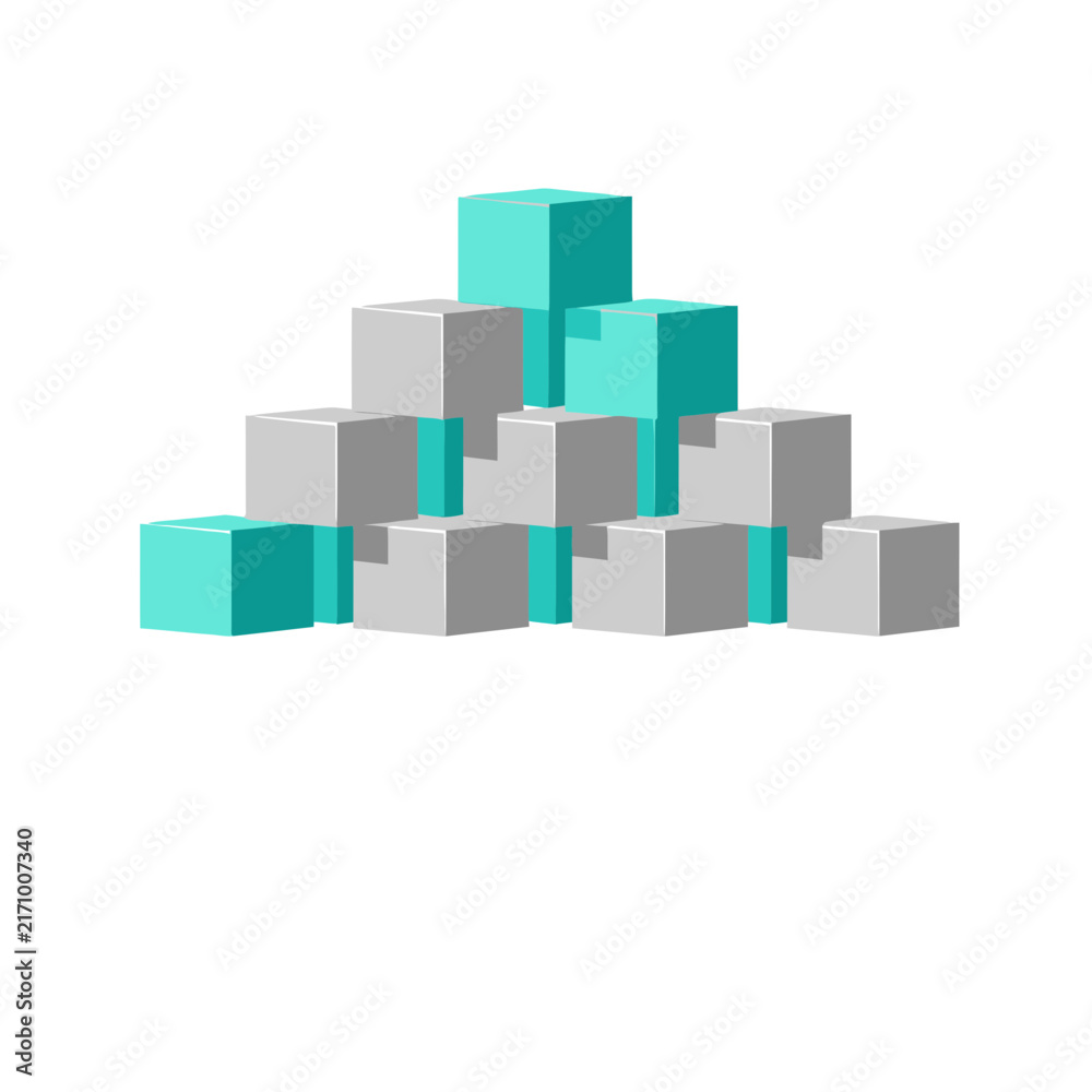 Naklejka premium Digital Ledger Innovation: Vector Illustration of Blockchain Technology in Abstract Cube Structure