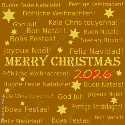 Merry Christmas 2026 wordcloud - illustration