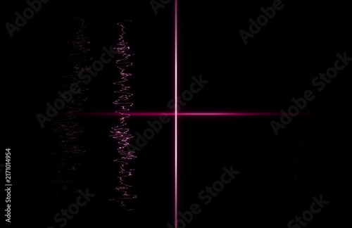 Konstfotografi A single pink beam of light intersects with a cluster of pink sparkles, creating