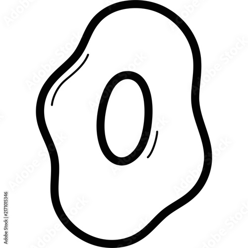 Cute hand drawn outline number 0 illustration