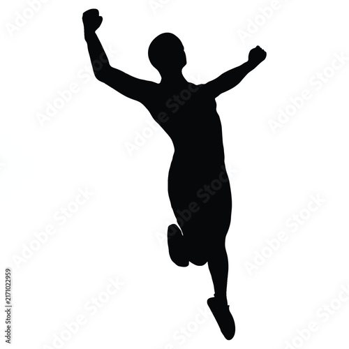 Принти на полотні Jumping Silhouette Success Celebration Pose - Motivation Victory