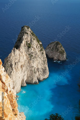 Myzithres Viewpoint in Zakynthos during golden hour from above