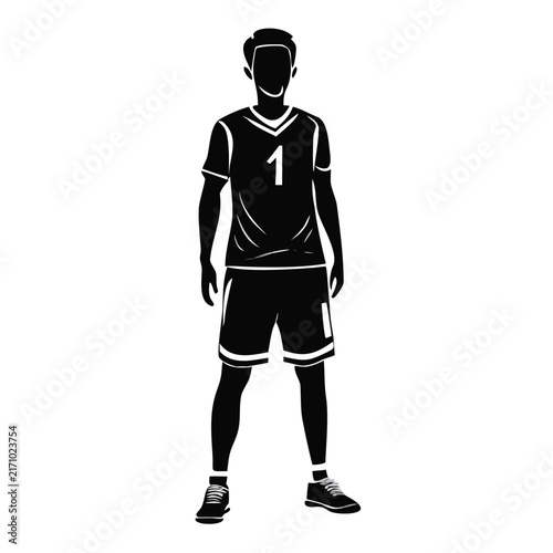 Male Athlete Wearing Number One Sports Jersey Standing for Team Sports Blogs, Fitness Websites, Athletic Graphics, and Tournament Media