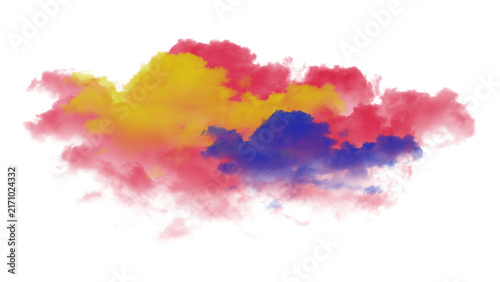 Konstfotografi Colorful Watercolor Cloud PNG Overlay with Vibrant Red Yellow Blue Gradient Sky