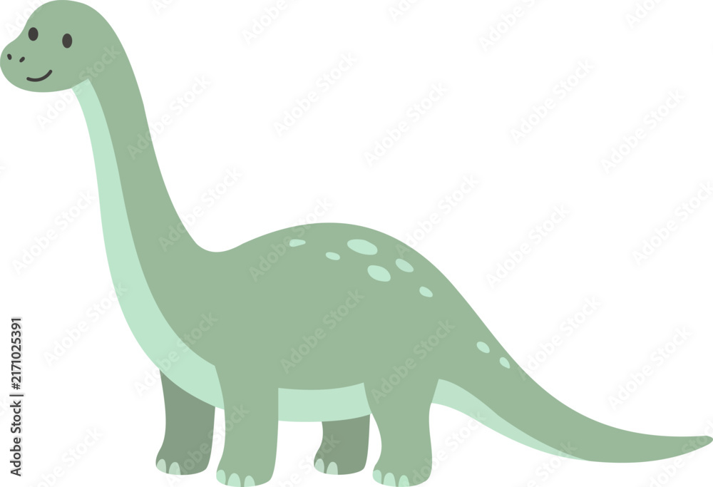 Fototapeta premium Cute dinosaur character in flat style, isolated on white background