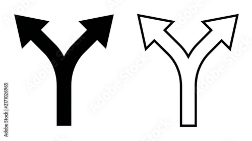 Tapety artystyczne Two directional road split vector icons