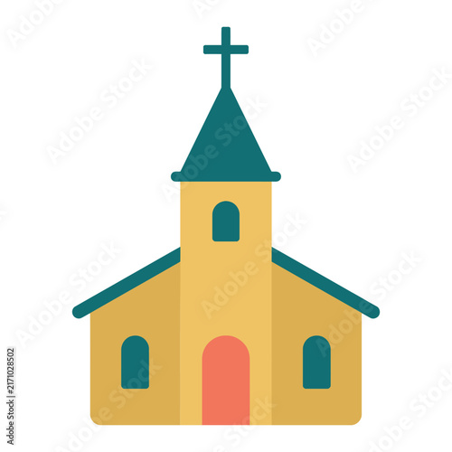 Foto Church Icon, Flat Illustration of a Religious Building