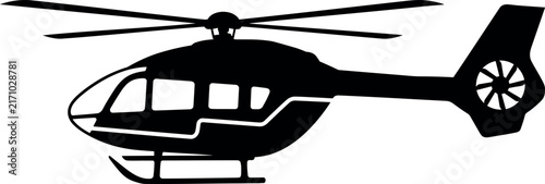 Helicopter Silhouette Vector Illustration Black Chopper Icon Isolated on White Background for Aviation Transport Corporate Logo and Graphic Design Elements