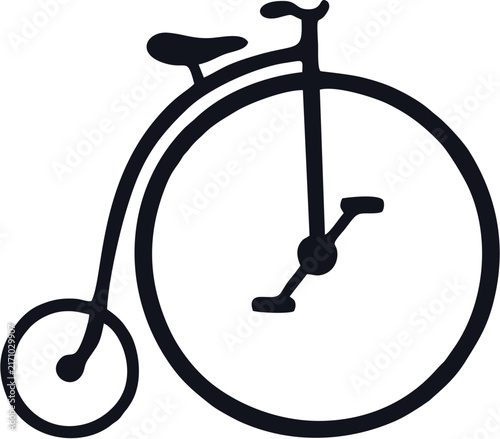 Vintage Penny Farthing Bicycle Silhouette Vector Icon
