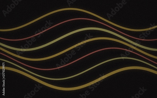 Abstract background, featuring flowing horizontal, wavy lines in, gold, yellow, and, red colors set, against a dark, black textured surface backdrop