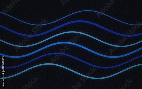 Abstract background, with multiple flowing, wavy lines in, shades of blue, and cyan arranged, horizontally against a, dark textured black surface