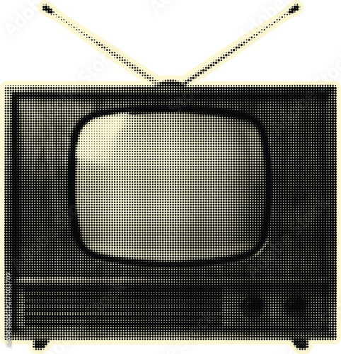 Retro halftone television on transparent background. Collage design element in trendy magazine style. Vector illustration. 
