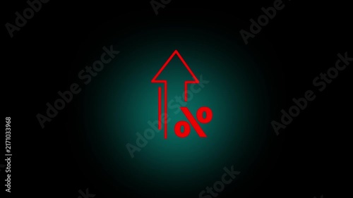 Financial growth and percentage increase concept. glowing with upward arrow and a percentage sign, representing financial growth, rising interest rates, inflation, economic progress, success