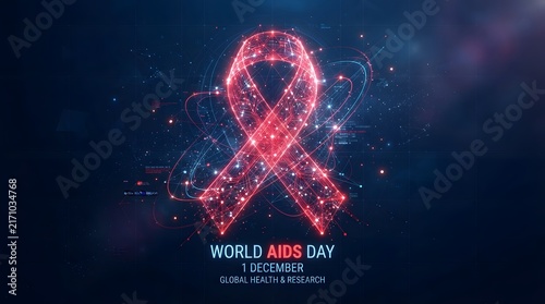 Glowing red ribbon for aids day awareness concept
