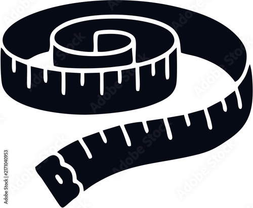 Black Measuring Tape Vector Icon Illustration