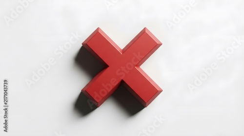 Three dimensional red x mark isolated on white background