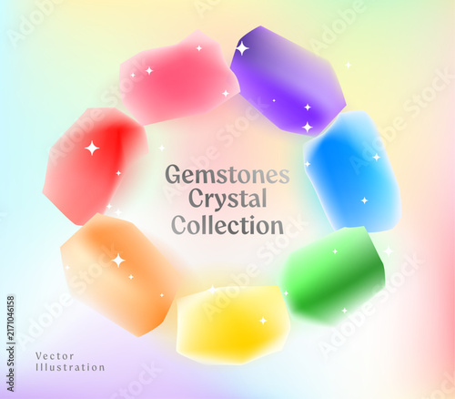 Gemstones Crystal Collection Vector Illustration