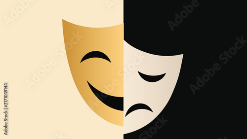 Comedy and Tragedy – Minimalist Theater Mask Poster