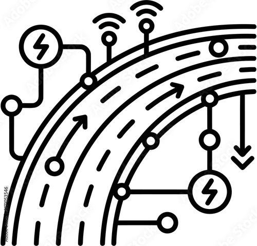 Obraz na plátně Illustration representing modern road infrastructure with integrated wireless sensors and power