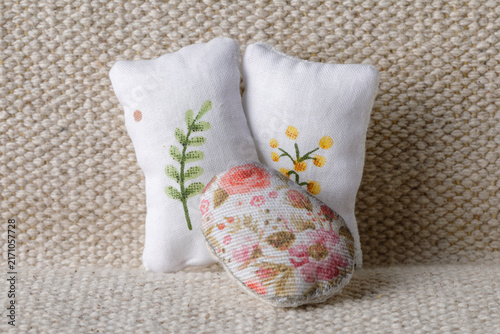 Cushions with floral pattern on sofa
