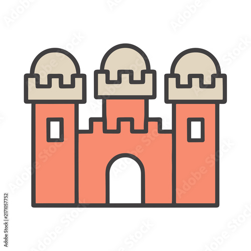 Картината върху платно Cartoon castle with three towers and arched entrance