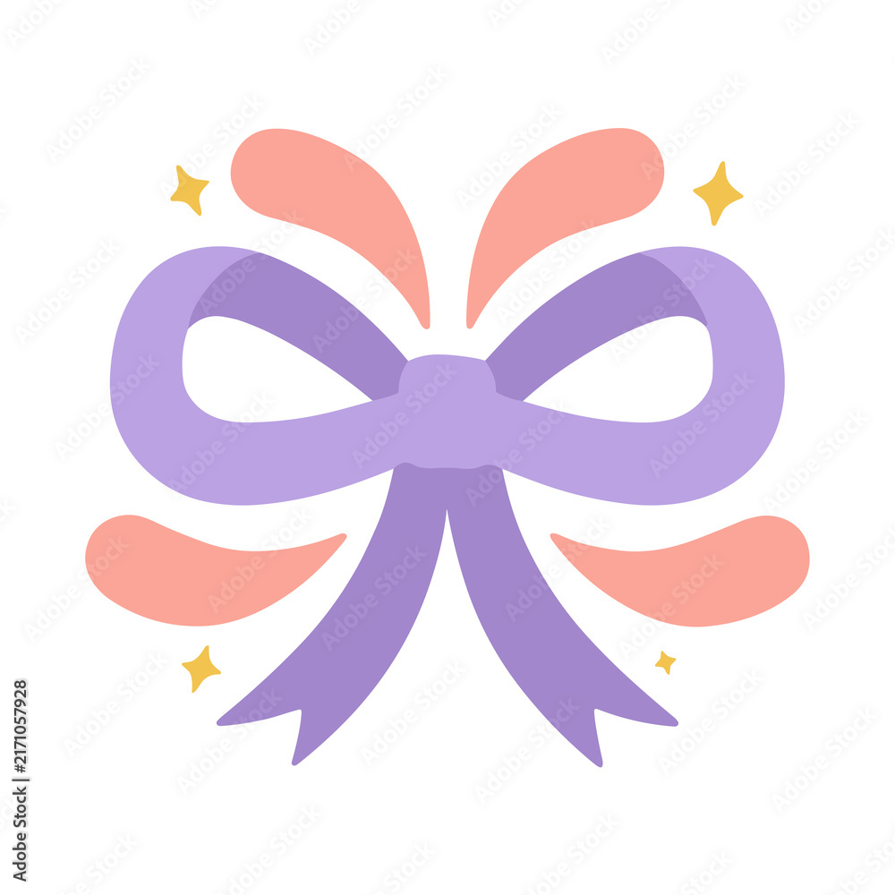 Fototapeta premium Purple bow with pink and yellow accents