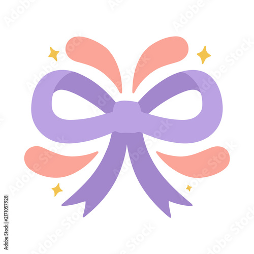 Purple bow with pink and yellow accents