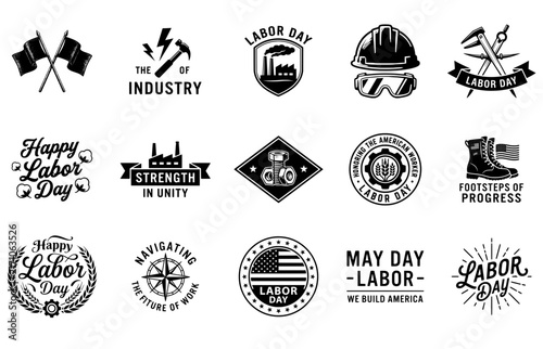 Labor Day Celebration Design Bundle | Worker and Industry Typography Collection