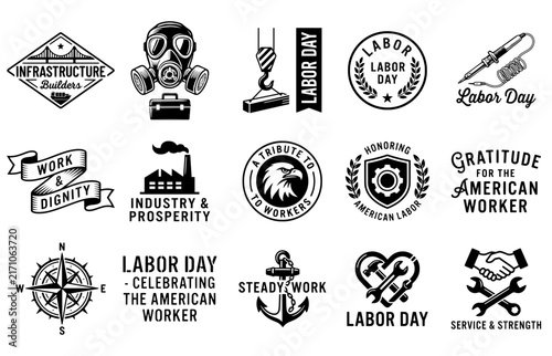 Labor Day Celebration Design Bundle | Worker and Industry Typography Collection