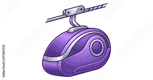 Purple cable car passenger pod icon for modern aerial transport and urban transit systems.